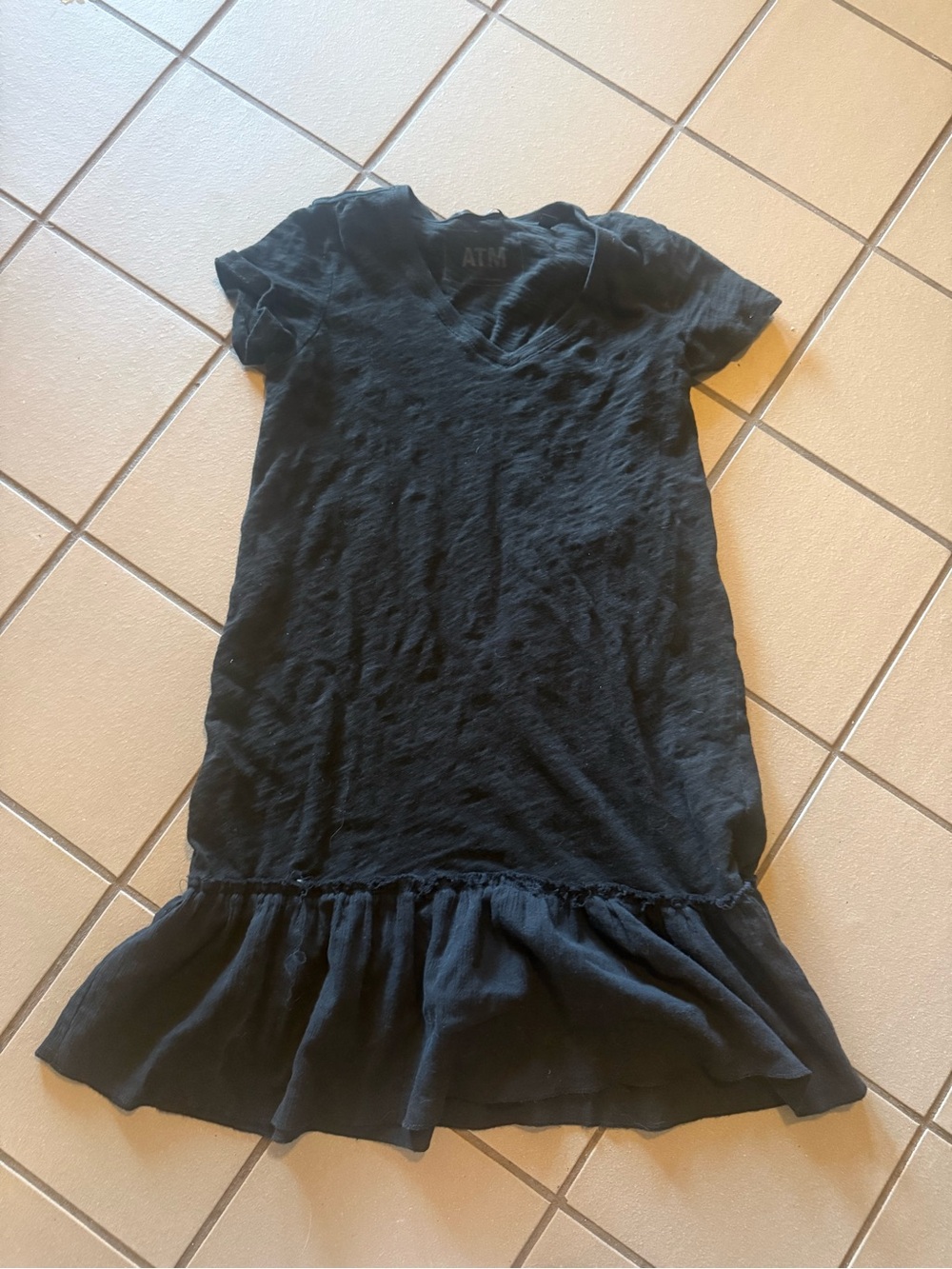 ATM Anthony Thomas Melillo Black Mini Dress with Ruffle Hem